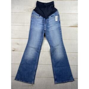 Old Navy Flare Maternity Jeans Sz 2 Short Medium Distressed Wash Full Panel NWT